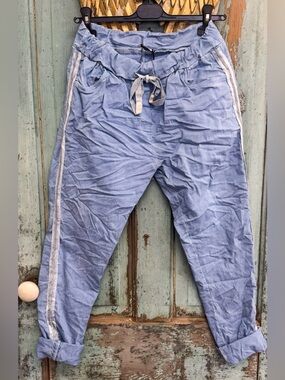 Marisima Made in Italy scrunchy rhinestone stretch pants
